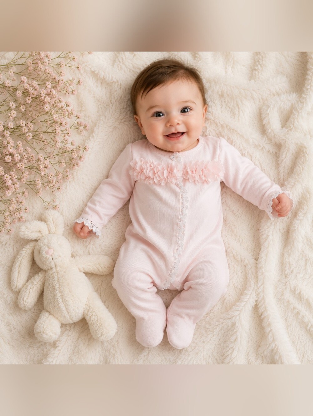 Edgehill Collection Baby Girl Pink Floral  Footed Sleeper Romper Preemie #2183